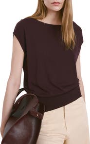 MANGO Boat Neck Cap Sleeve Sweater