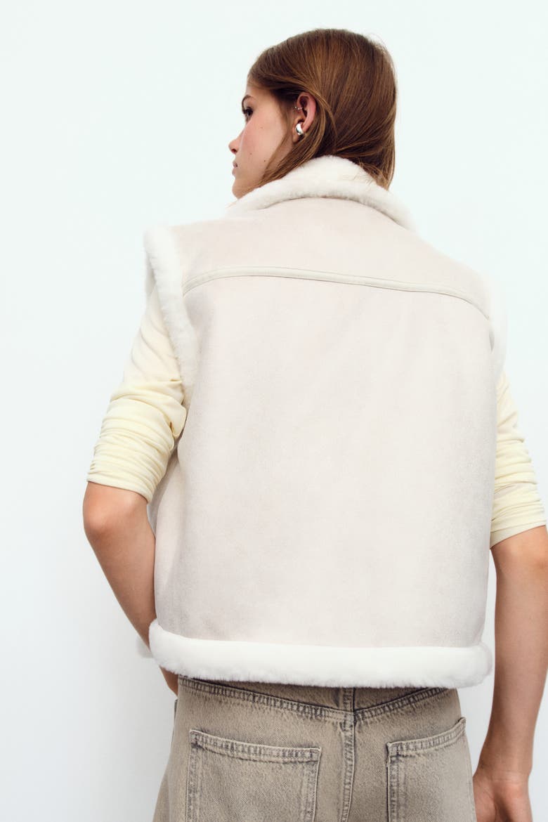 Teddy-fleece-lined Vest, Alternate, color, Light beige/cream