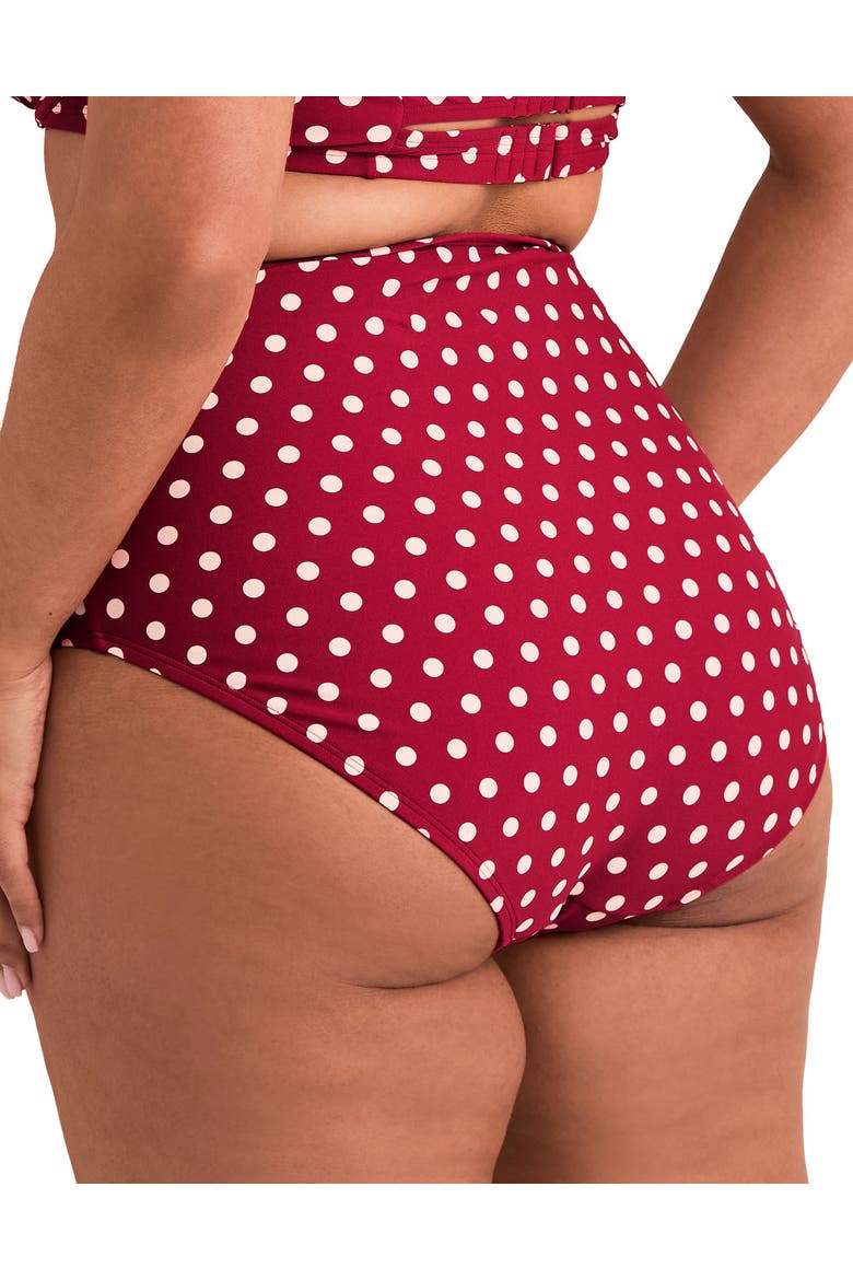 Shelbie Swimwear High-Waist Bikini Bottom, Alternate, color, Dot red