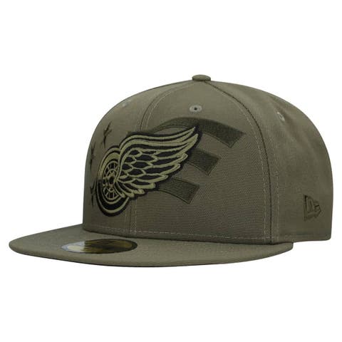 Men
s New Era  Olive Detroit Red Wings Military Appreciation Flag 59FIFTY Fitted Hat