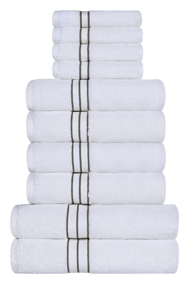 10-Piece Turkish Cotton Towel Set, Main, color, CHARCOAL