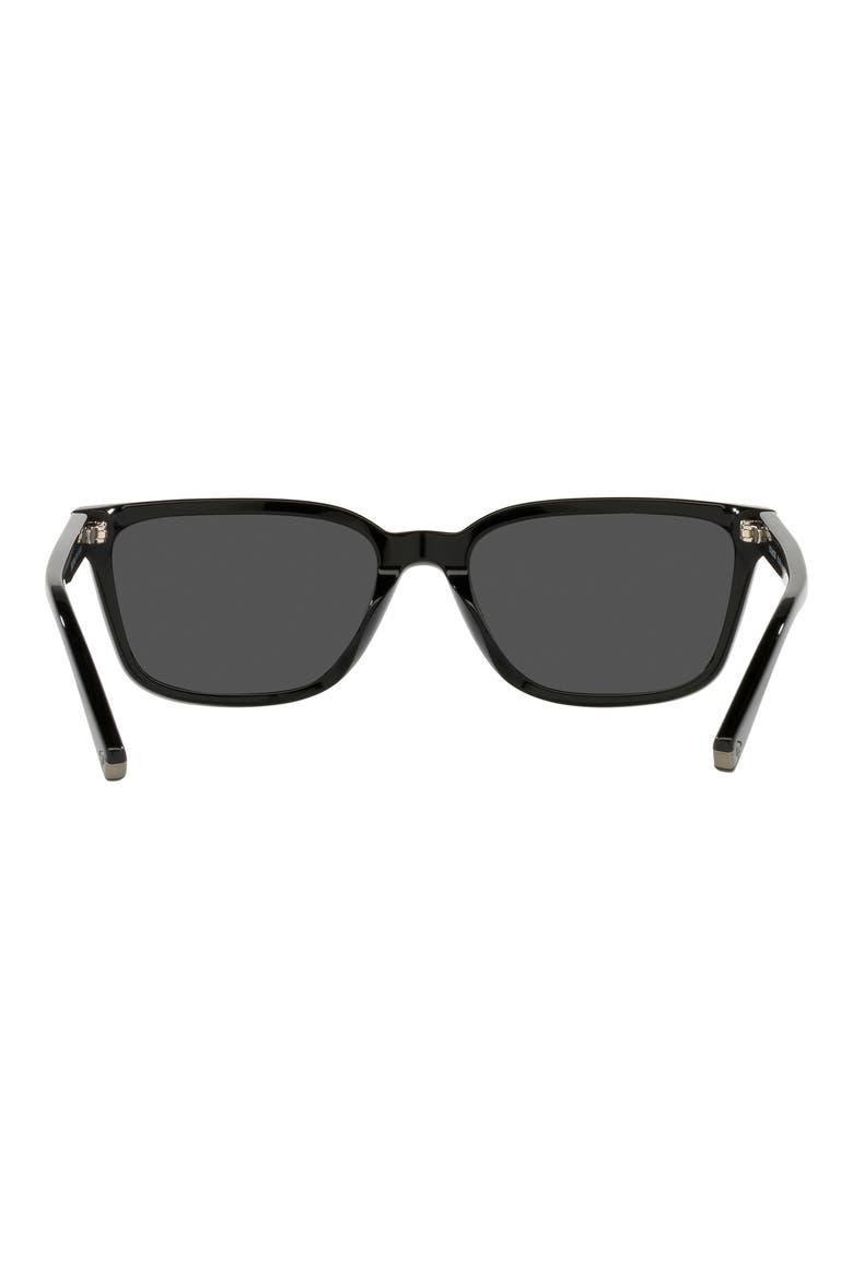 57mm Rectangular Sunglasses, Alternate, color, BLACK / DARK GREY SOLID