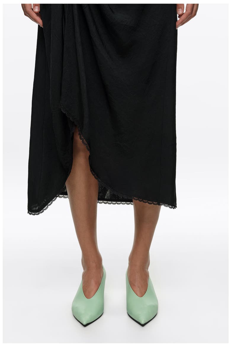 Lace Knot Midi Dress, Alternate, color, BLACK