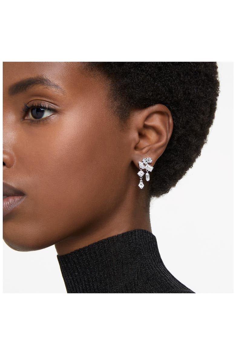 Mesmera Mixed Crystal Drop Earrings, Alternate, color, SILVER