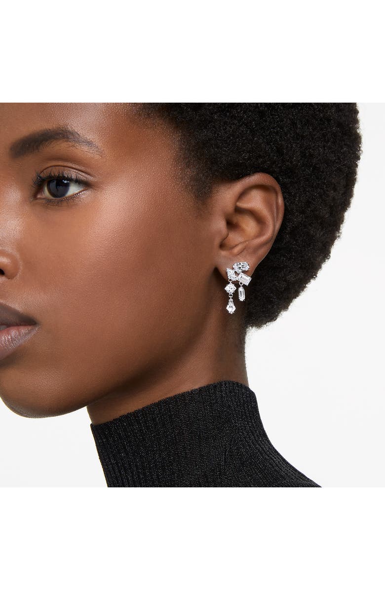 Swarovski Mesmera Mixed Crystal Drop Earrings, Alternate, color, Silver