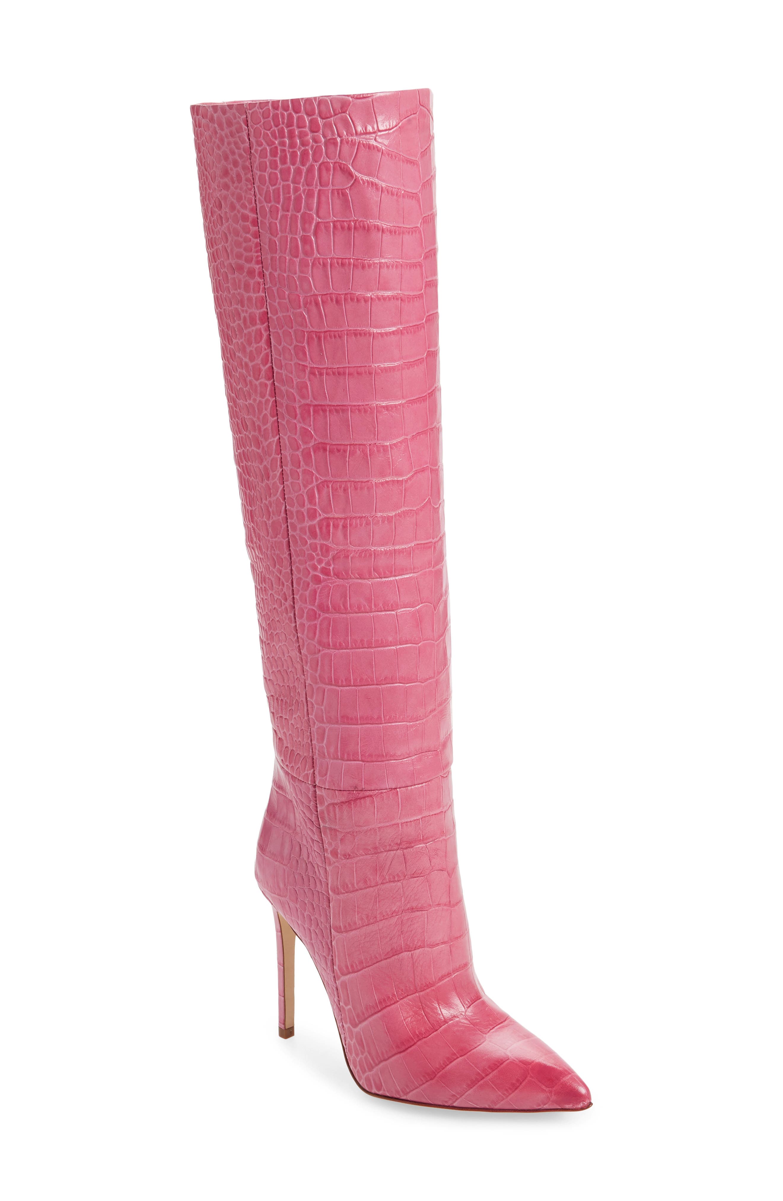 Paris Texas Croc Embossed Knee High Boot, Main, color, 