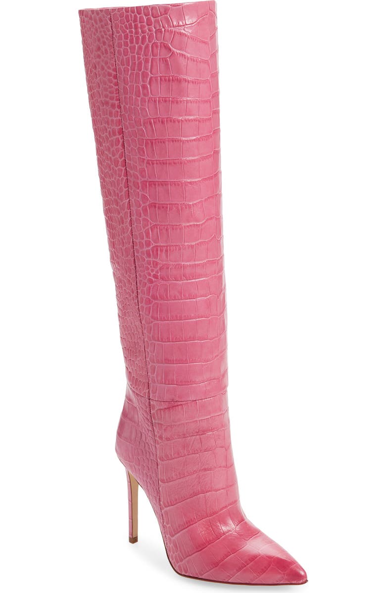Paris Texas Croc Embossed Knee High Boot, Main, color,