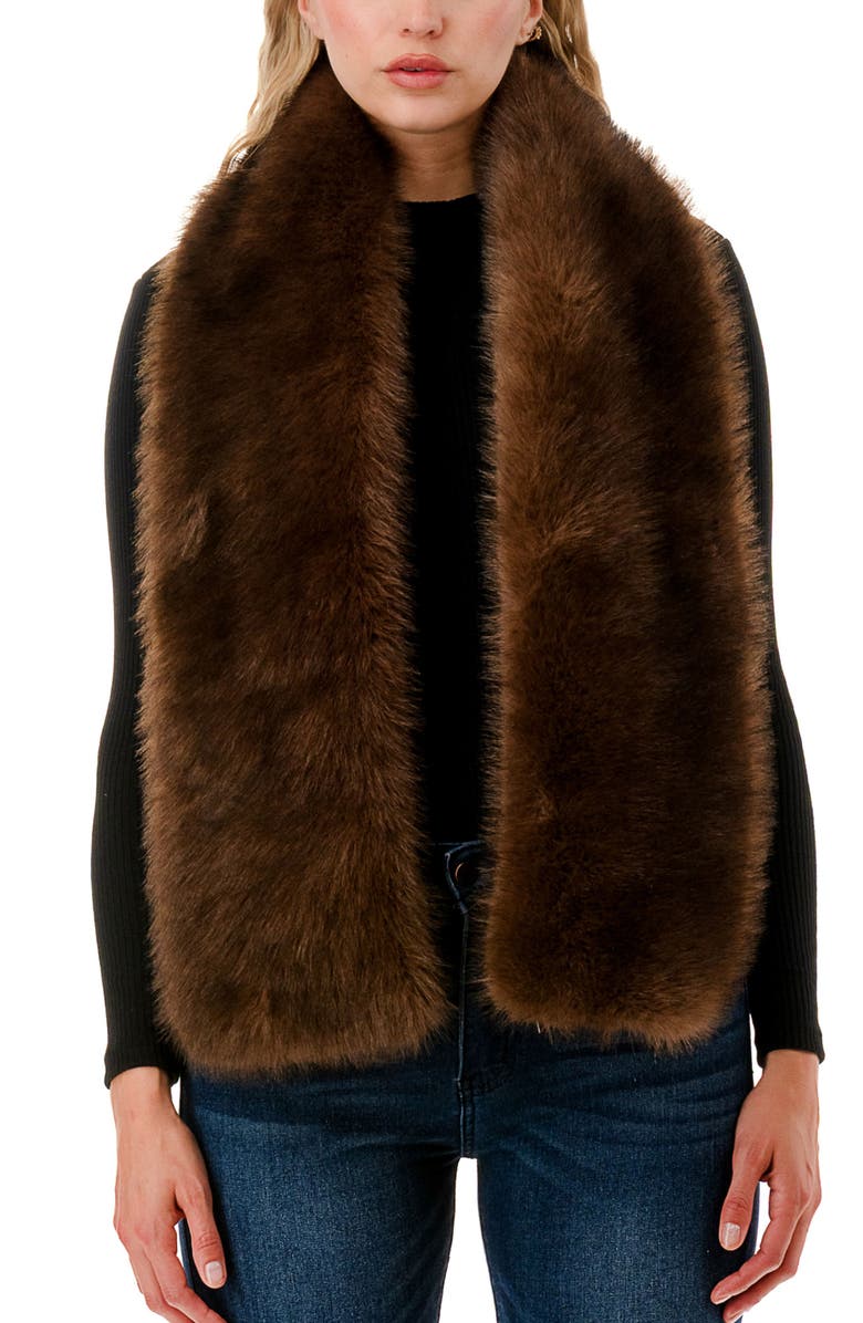 MARCUS ADLER Faux Fur Pull-Through Scarf, Alternate, color, Brown