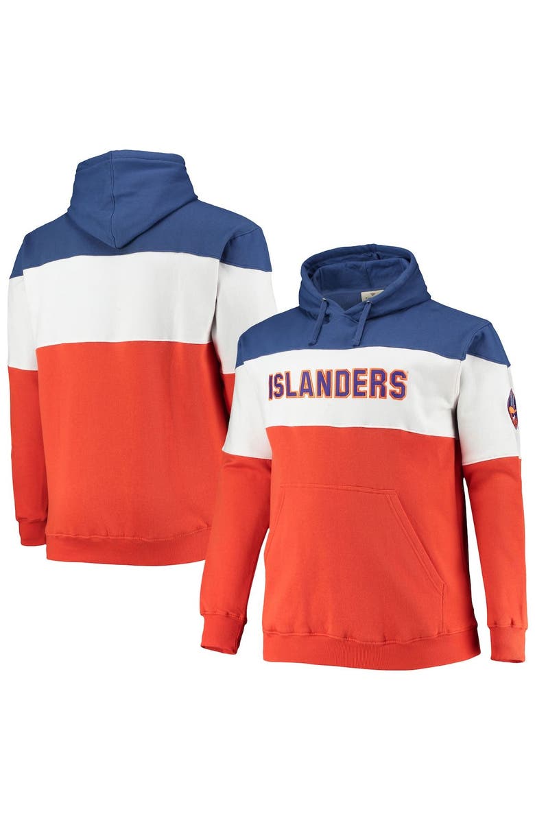 FANATICS Men's Fanatics Branded Royal/Orange New York Islanders Big & Tall Colorblock Fleece Hoodie, Main, color, 