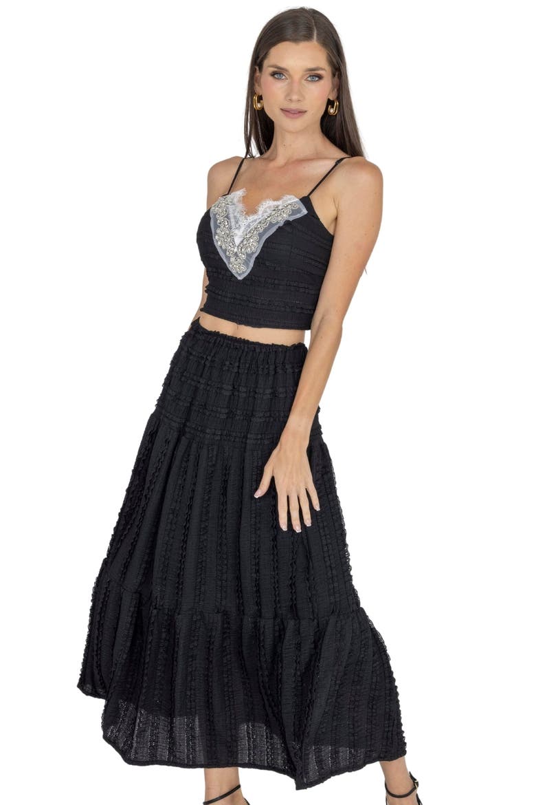 Emma Top & Maxi Skirt Set, Alternate, color, BLACK