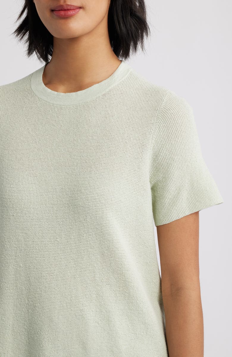 Eileen Fisher Short Sleeve Organic Linen Blend Tunic Sweater, Alternate, color, Mist