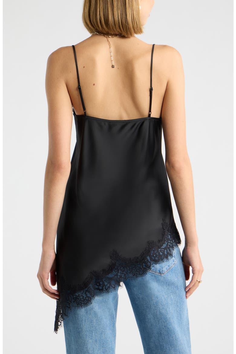 Asymmetrical Lace Satin Tank, Alternate, color, BLACK