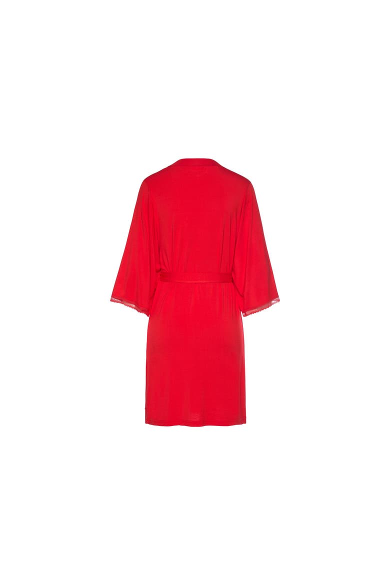 Lace Trim Robe, Alternate, color, Red