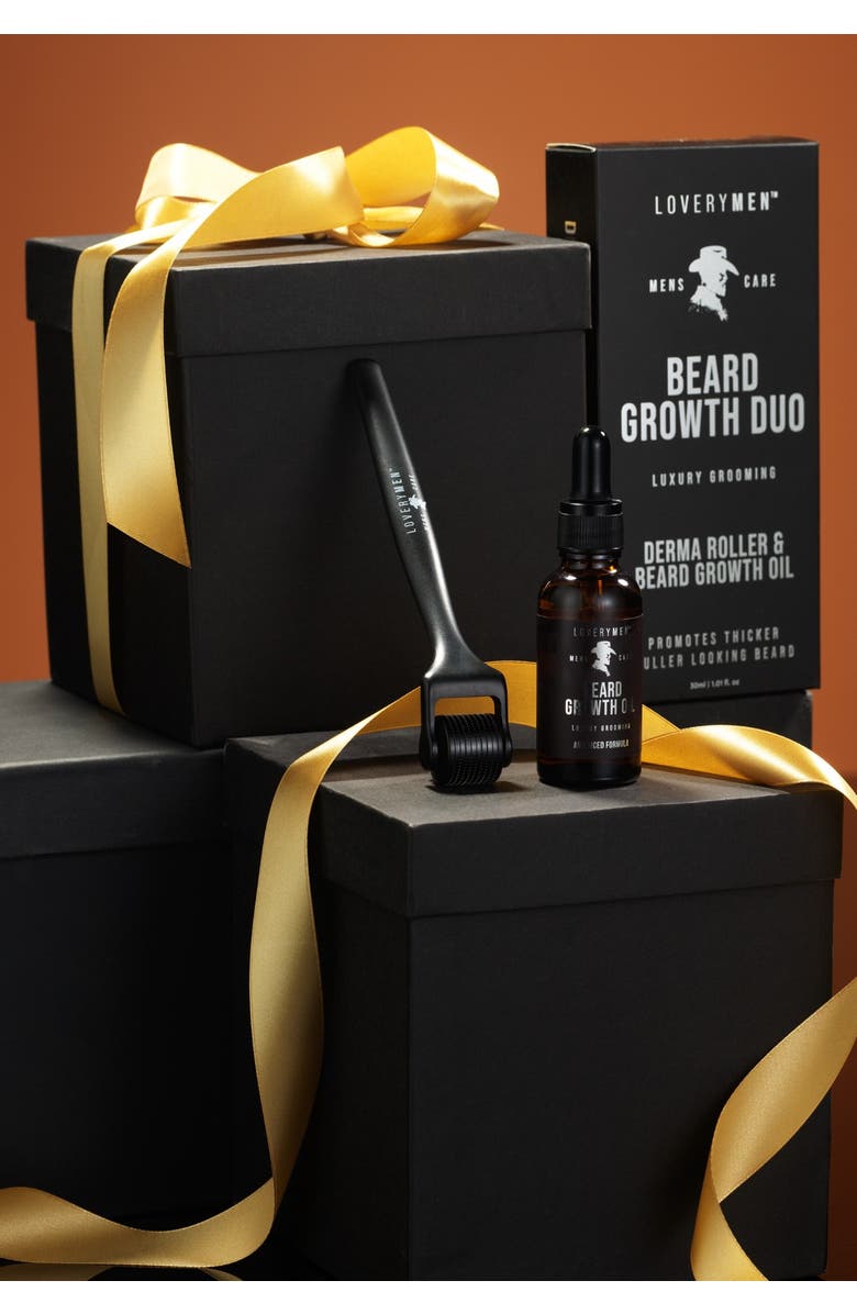 Lovery Beard Growth Duo Derma Roller and Beard Growth Oil, Alternate, color, Black, Silver
