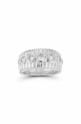 Cubic Zirconia Ribbed Ring