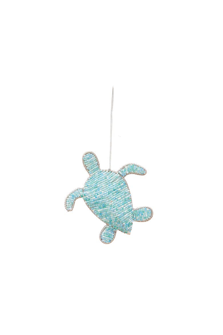 Beaded Turtle Ornament, Main, color, Blue