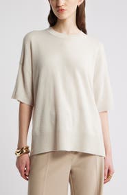 Nordstrom Relaxed Short Sleeve Cashmere Sweater