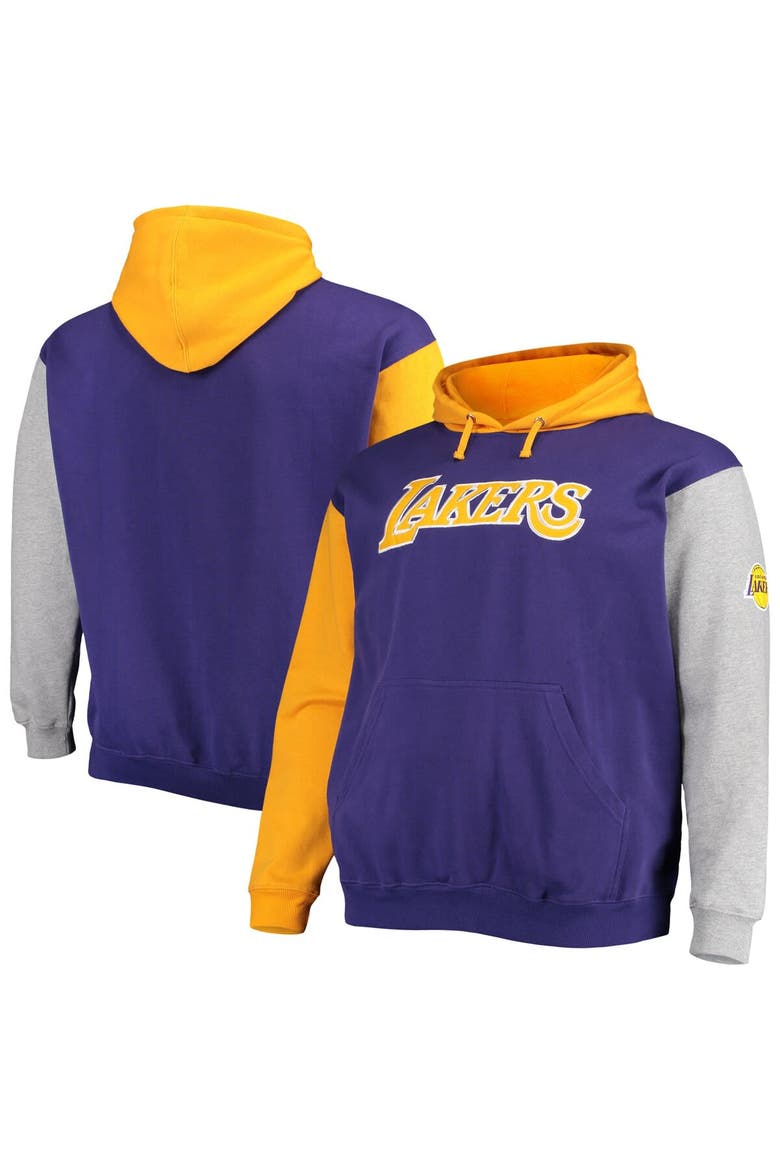 Men's Fanatics Branded Purple/Gold Los Angeles Lakers Big & Tall Double Contrast Pullover Hoodie, Main, color, Purple