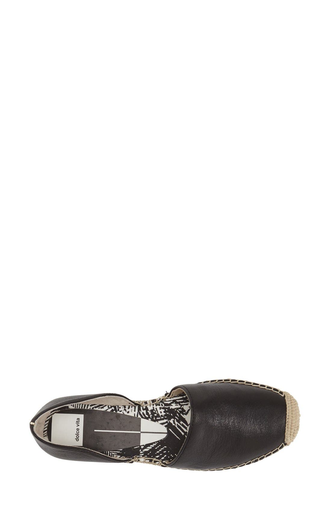 'Ciara' d'Orsay Platform Espadrille, Alternate, color, BLACK LEATHER