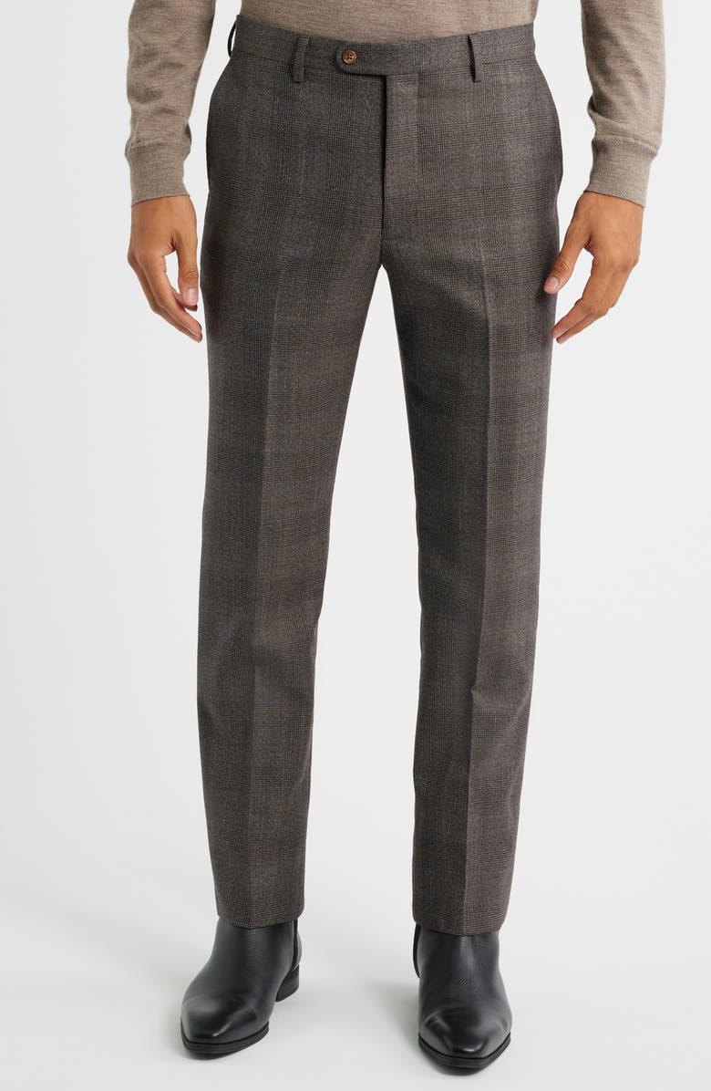 John Varvatos Star USA Varick Slim Fit Brown Glen Check Wool Blend Suit, Alternate, color, Brown