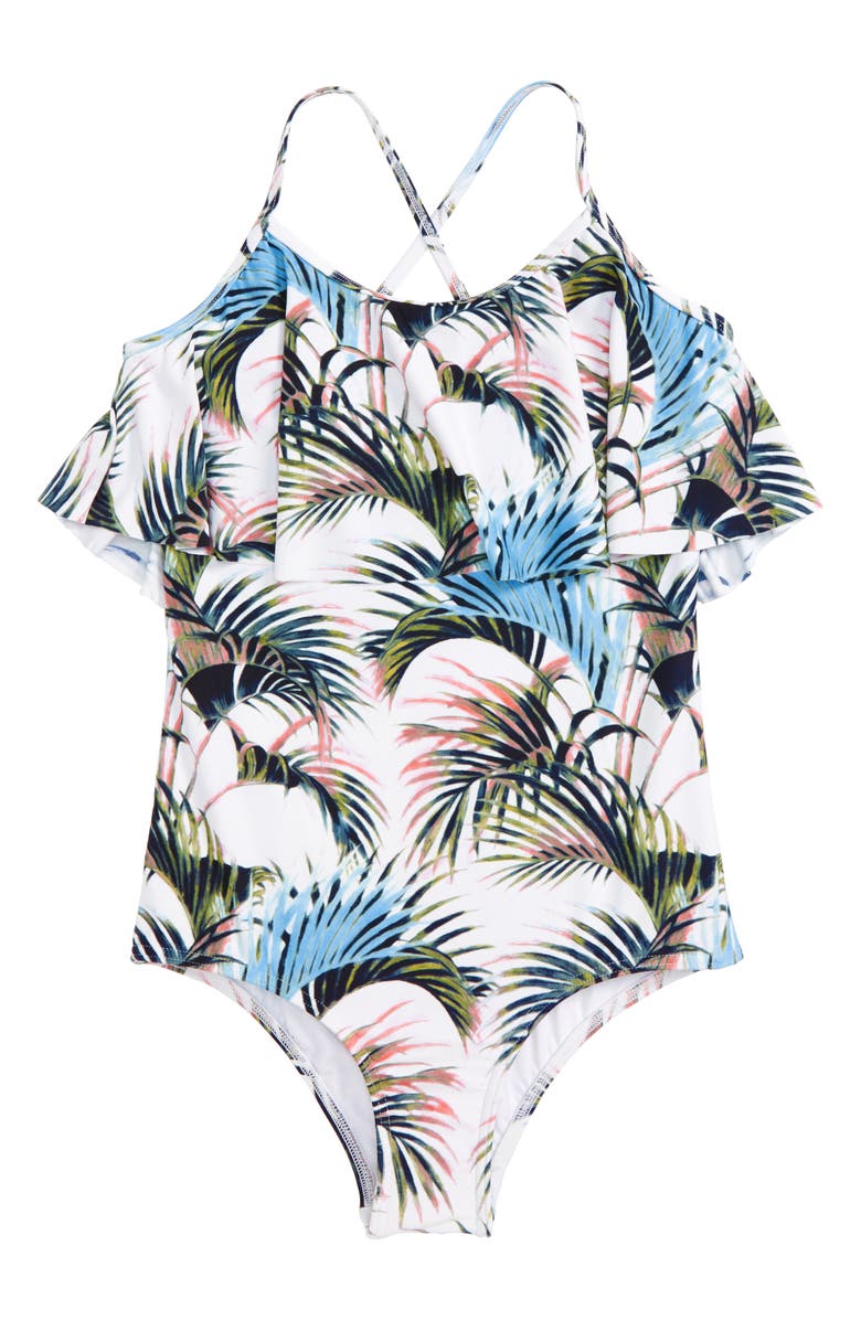 O'Neill Palm Ruffle One-Piece Swimsuit, Main, color,