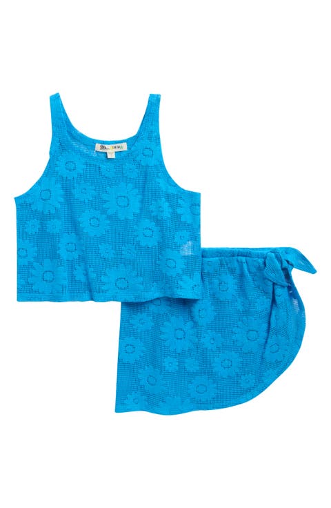 Kids' Grid Mesh Cover-Up Tank Top & Sarong Set (Big Kid)