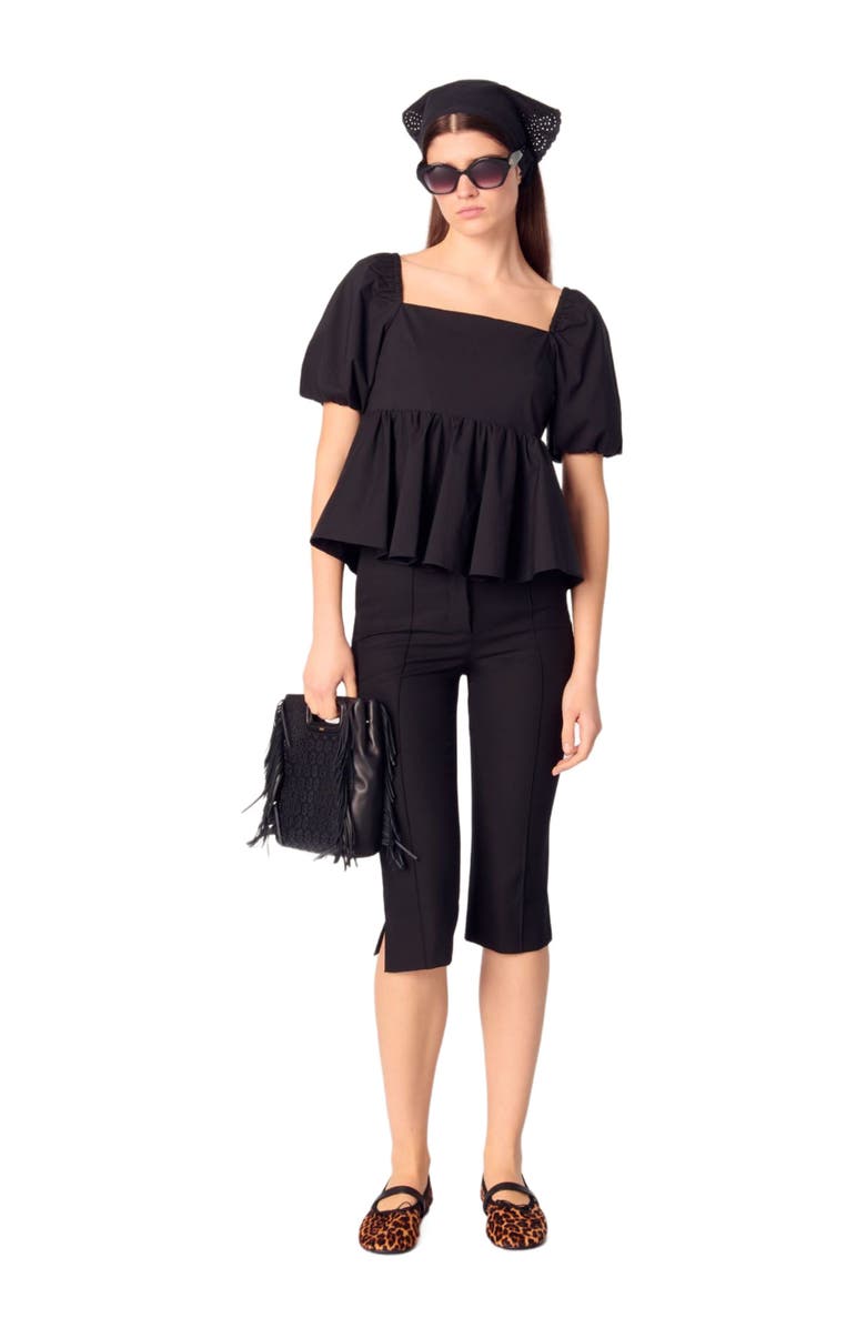 maje Poplin top with balloon sleeves, Main, color, 
