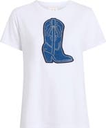 Cinq à Sept Silver Studs Denim Boot T-Shirt