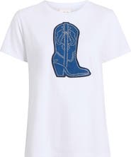 Cinq à Sept Silver Studs Denim Boot T-Shirt