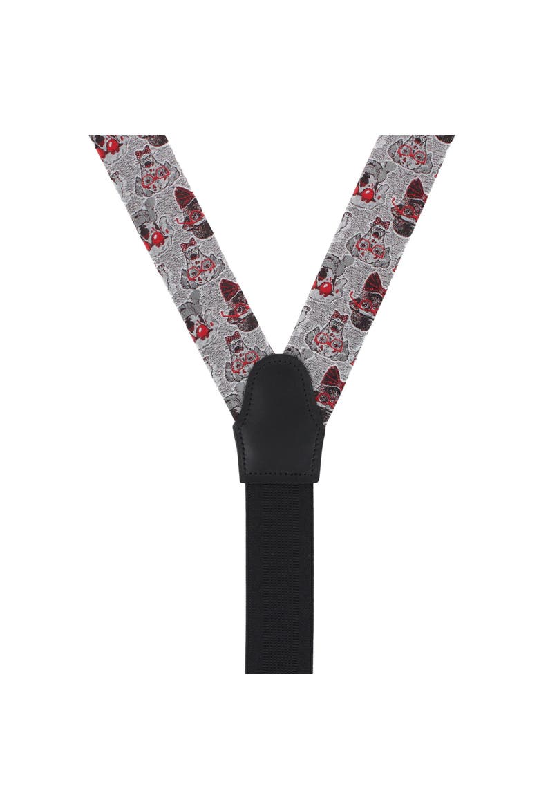 Too Cool For Obiedience School Puppy Silk Button End Suspenders, Alternate, color, White