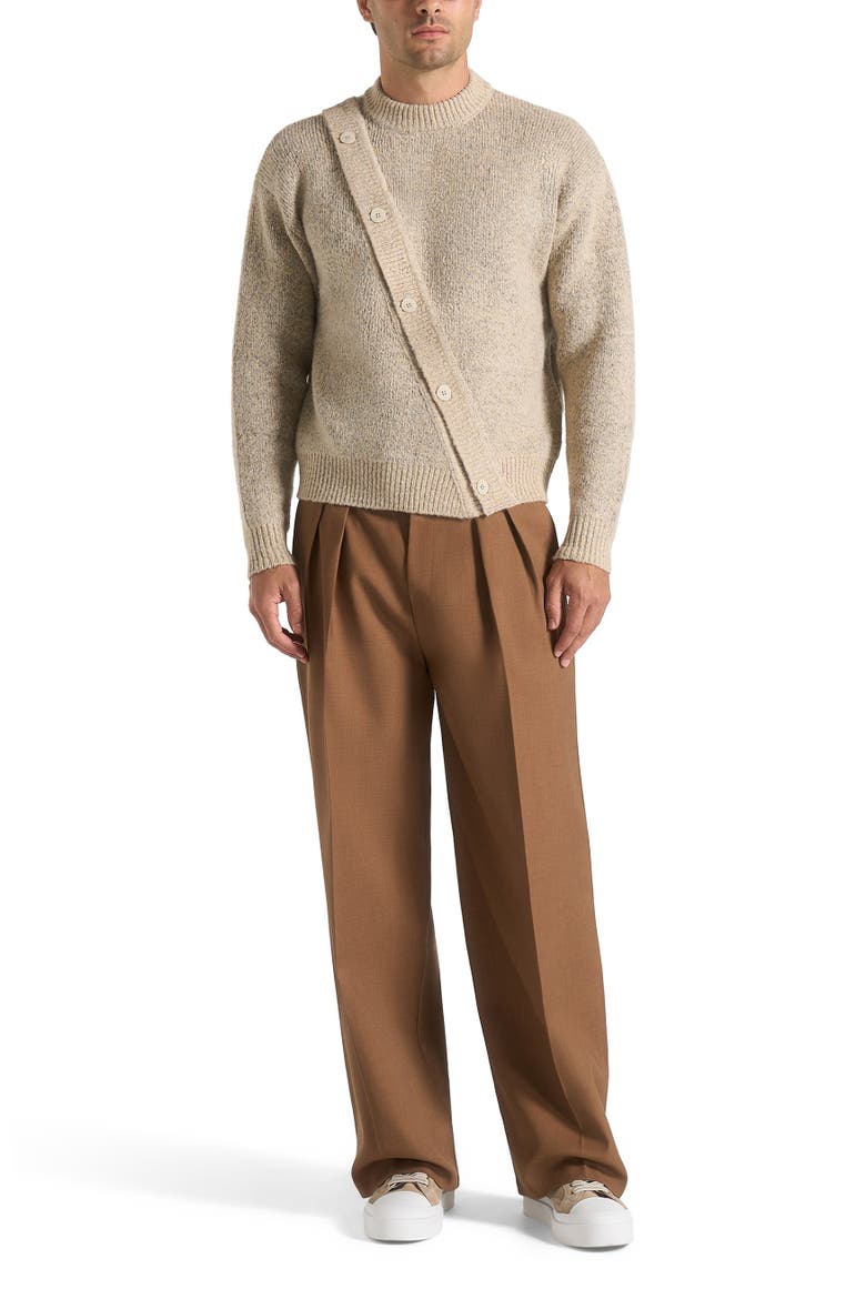 Theo Asymmetric Brushed Wool Knit Jumper, Main, color, Beige