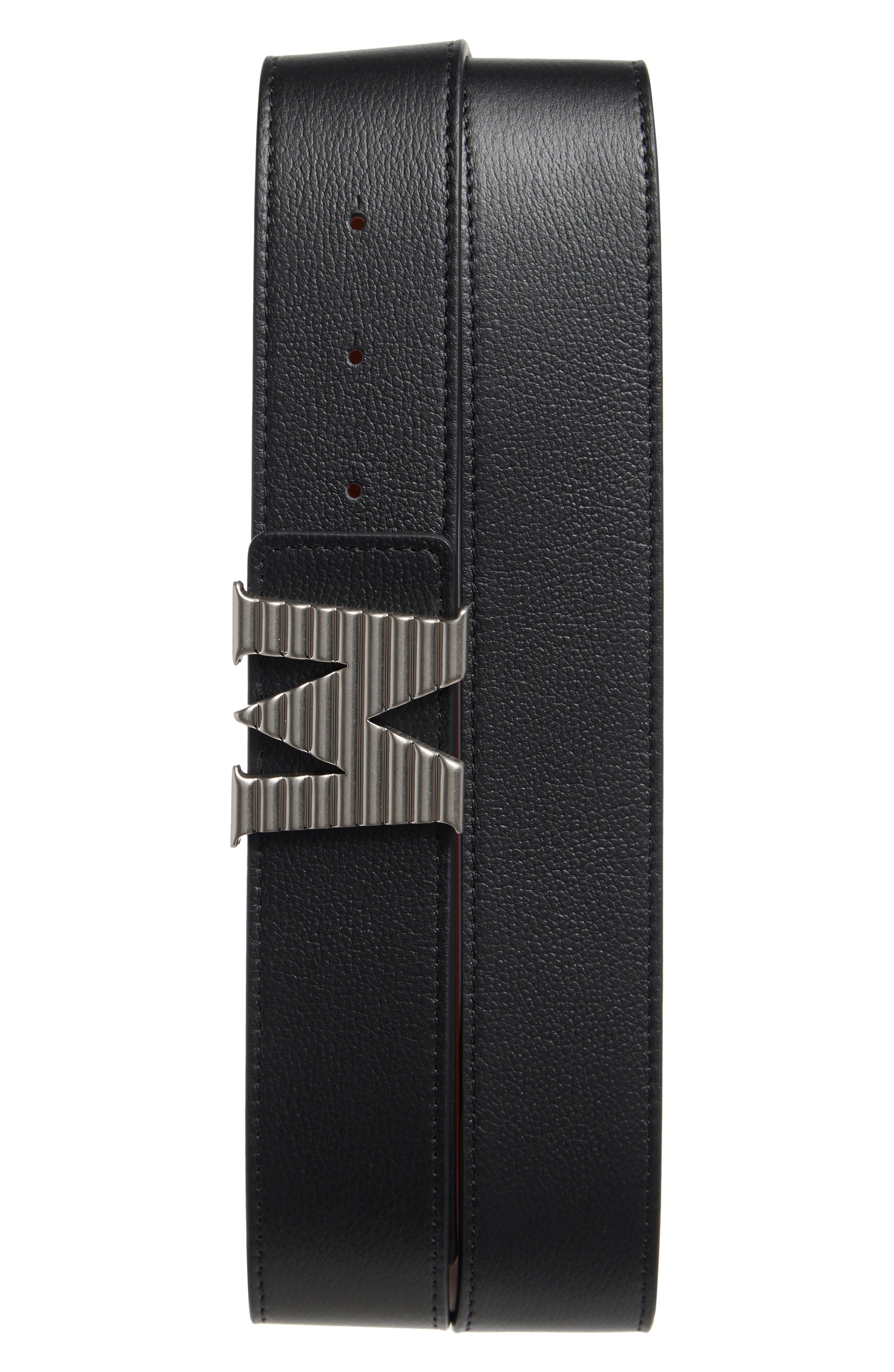 MCM M Logo Buckle Leather Belt