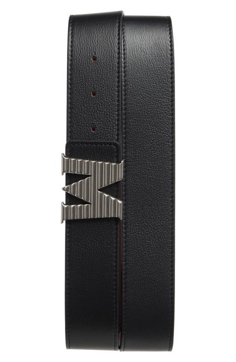 M Logo Buckle Leather Belt