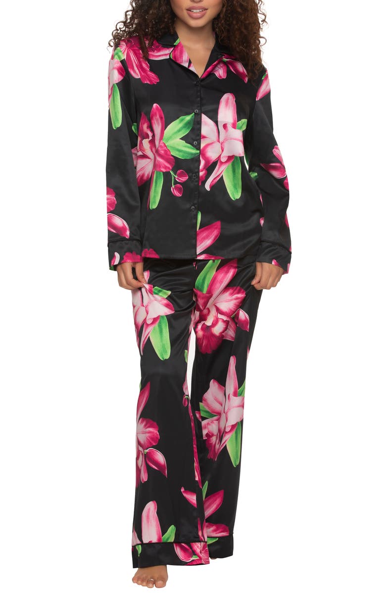 Felina Adrienne Print Satin Pajamas, Main, color, 