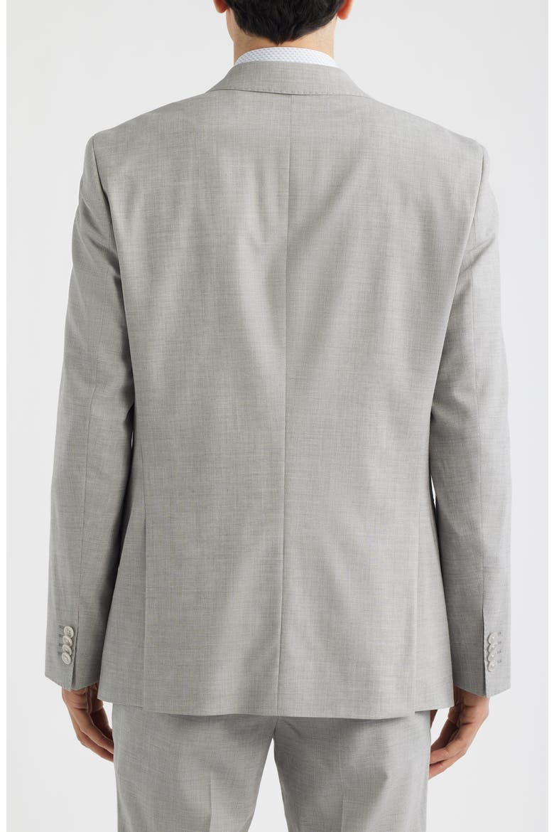 Hutson Slim Fit Tan Mélange Wool Blend Peak Lapel Sport Coat, Alternate, color, OPEN GREY