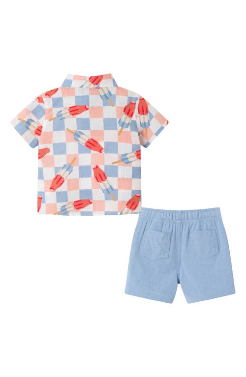 Andy & Evan Checkered Ice Pop Button-up Shirt & Shorts Set