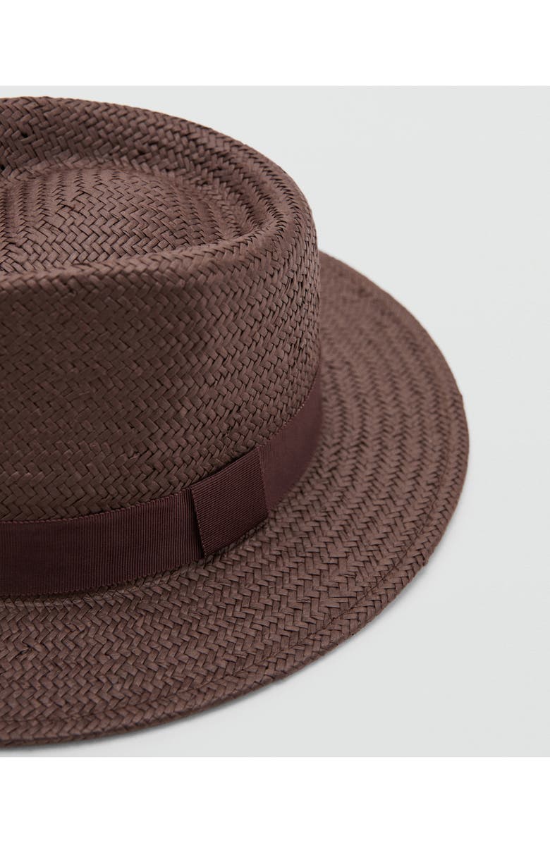 MANGO Straw Fedora, Alternate, color, Chocolate