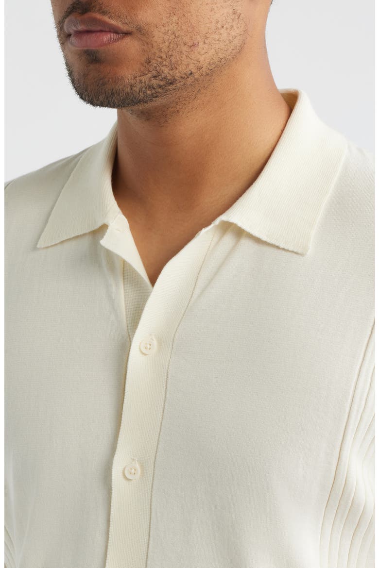Short Sleeve Button-Up Cotton & Silk Sweater, Alternate, color, SILVER BIRCH