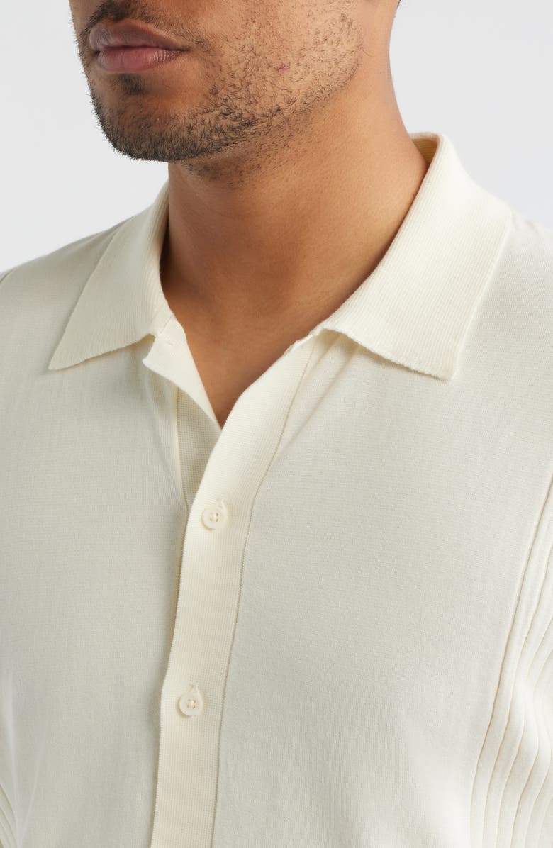 34 Heritage Short Sleeve Button-Up Cotton & Silk Sweater, Alternate, color, Silver Birch