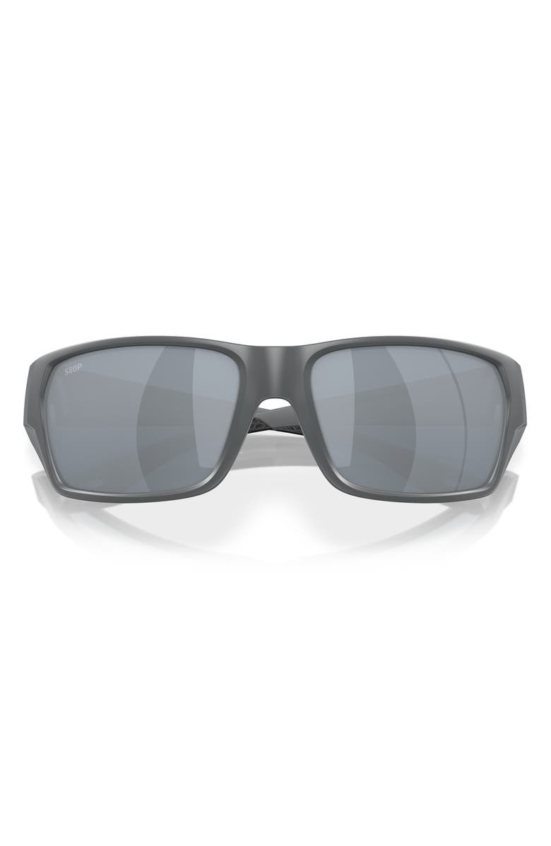 Costa Del Mar Tailfin 60mm Polarized Rectangular Sunglasses, Alternate, color, Matte Gray/ Gray Silver 580P