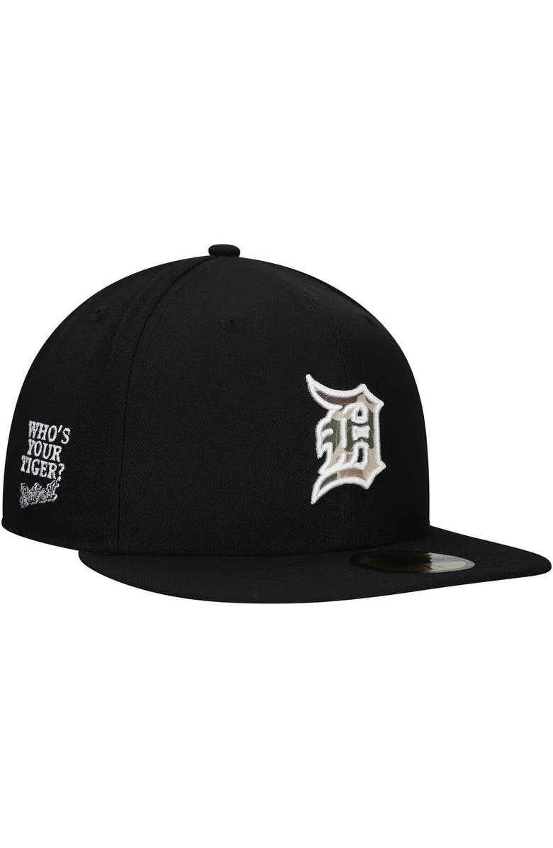 New Era Men's New Era Black Detroit Tigers Troop Chant Camo Undervisor 59FIFTY Fitted Hat, Main, color, Black