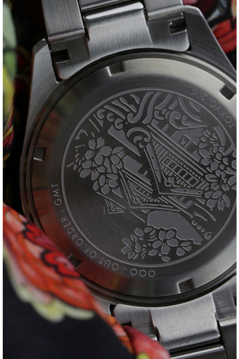 GMT Tokyo Shibuya Bracelet Watch, 44mm, Alternate, color, BLACK