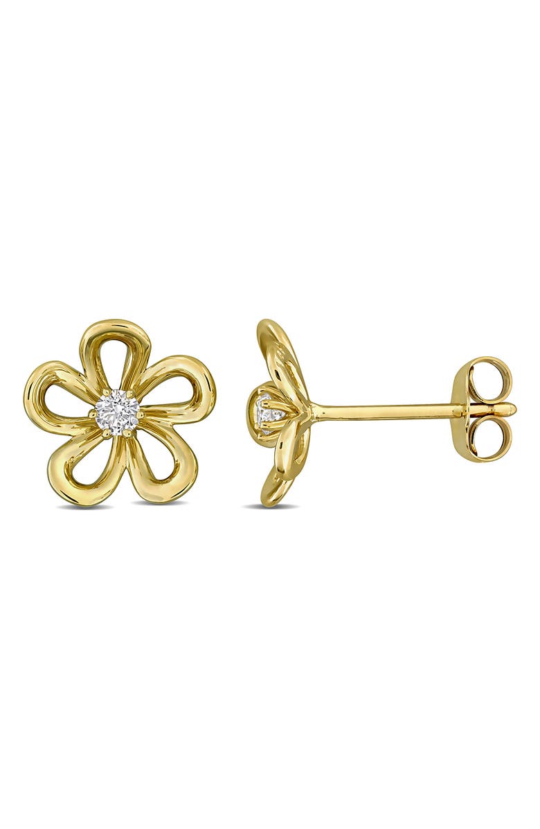 Created Forever 14K Yellow Gold Lab Grown Diamond Flower Stud Earrings, Main, color, Gold/ White