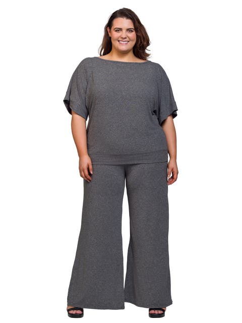 Boat Neck Top and Wide Leg Pant Set