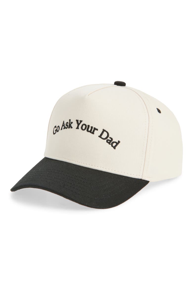 Go Ask Your Dad Trucker Hat, Main, color, BLACK