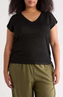 MAX STUDIO Ruched Cap Sleeve Sweater