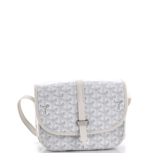 Pre-owned Goyard  Goyard Belvedere Ii Messenger Bag Coated Canvas Pm In White