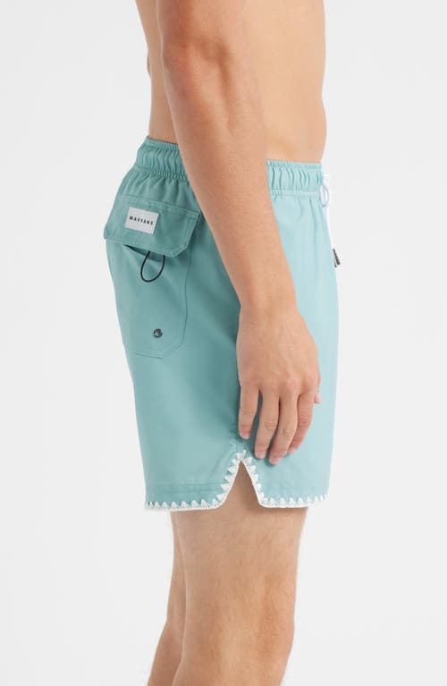 Mavrans Mint Stitch Waterproof Swim Trunks In Blue