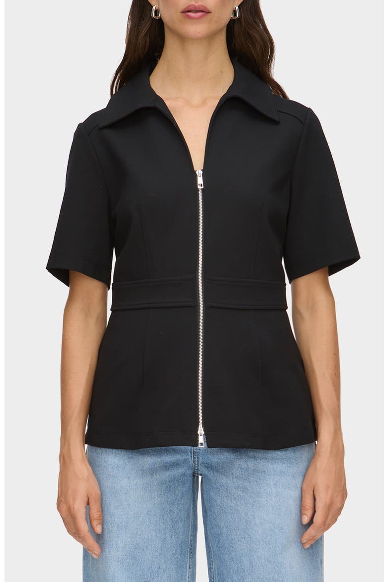 Cecile Zip Front Top, Main, color, BLACK