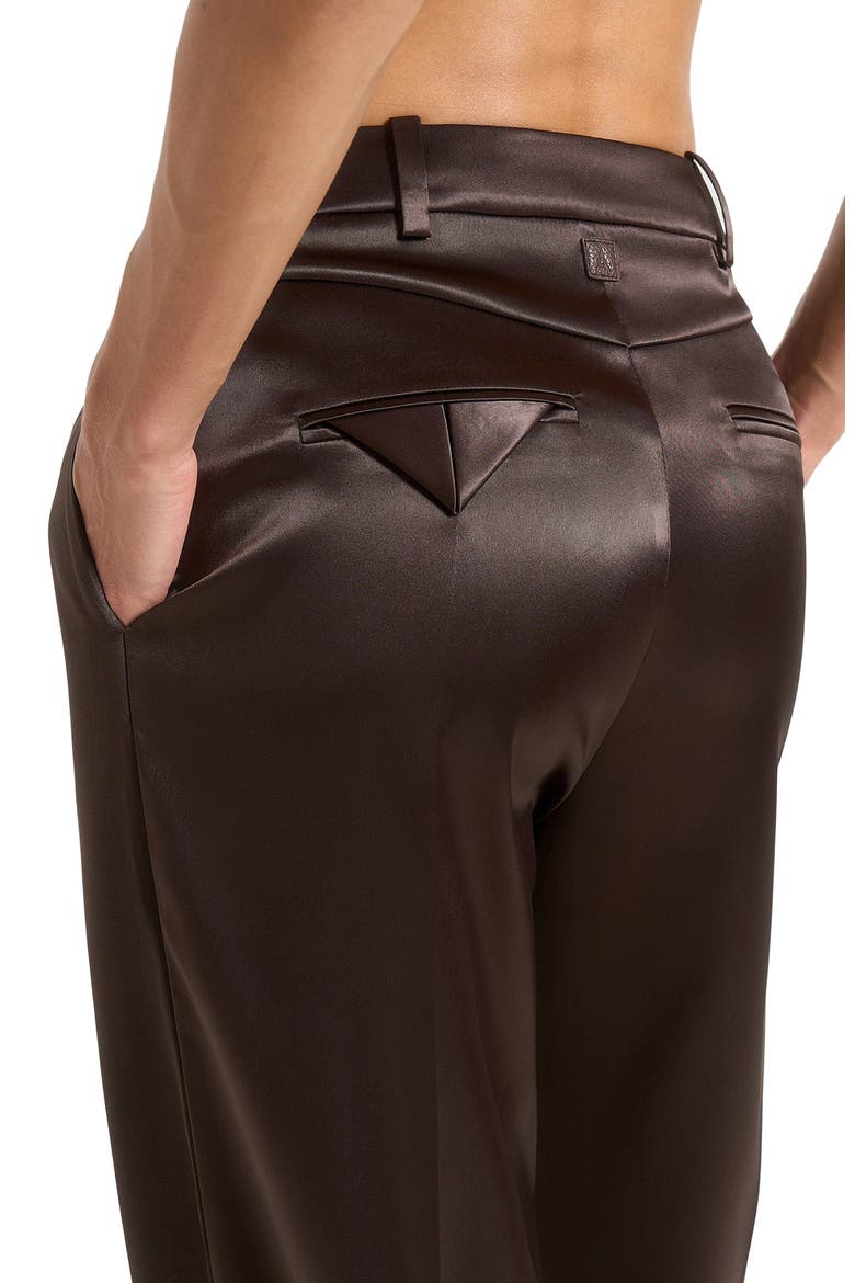 Julie Satin Tailored Twin Pleat Trousers, Alternate, color, Brown